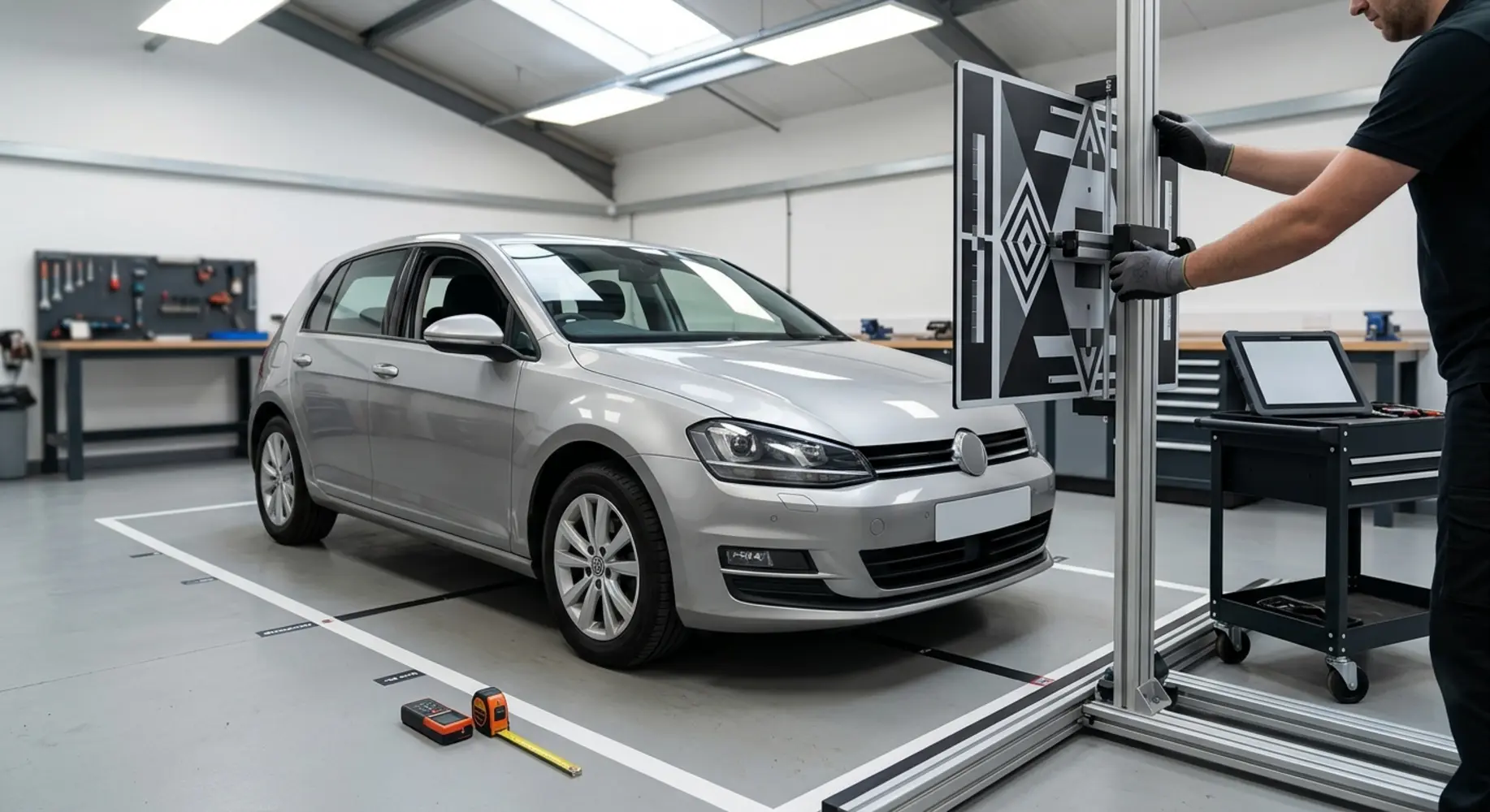 Hatchback and ADAS calibration rig.