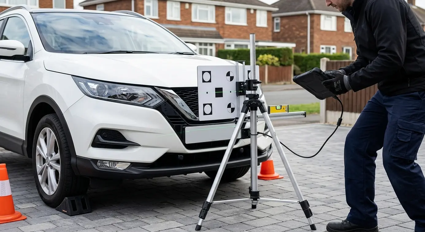 Driveway SUV with ADAS target.