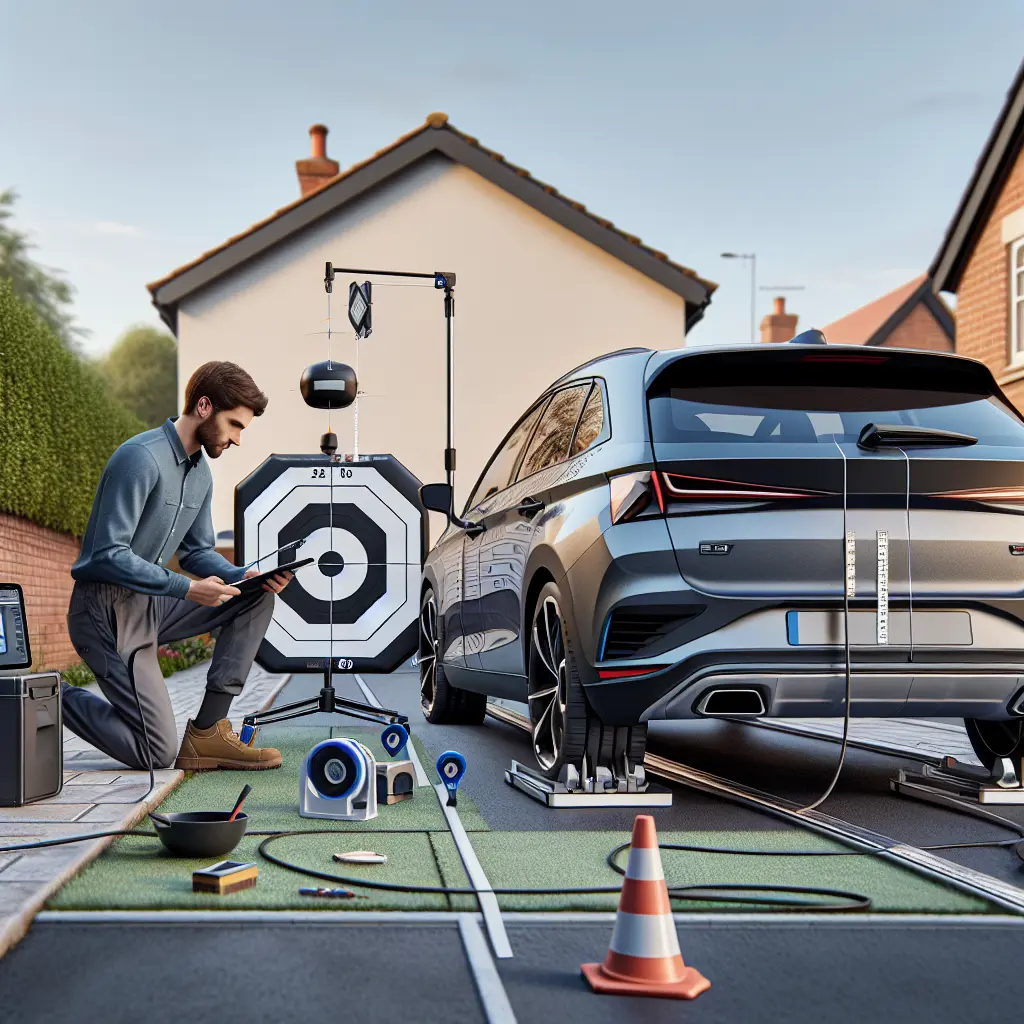 Driveway ADAS calibration with technician.