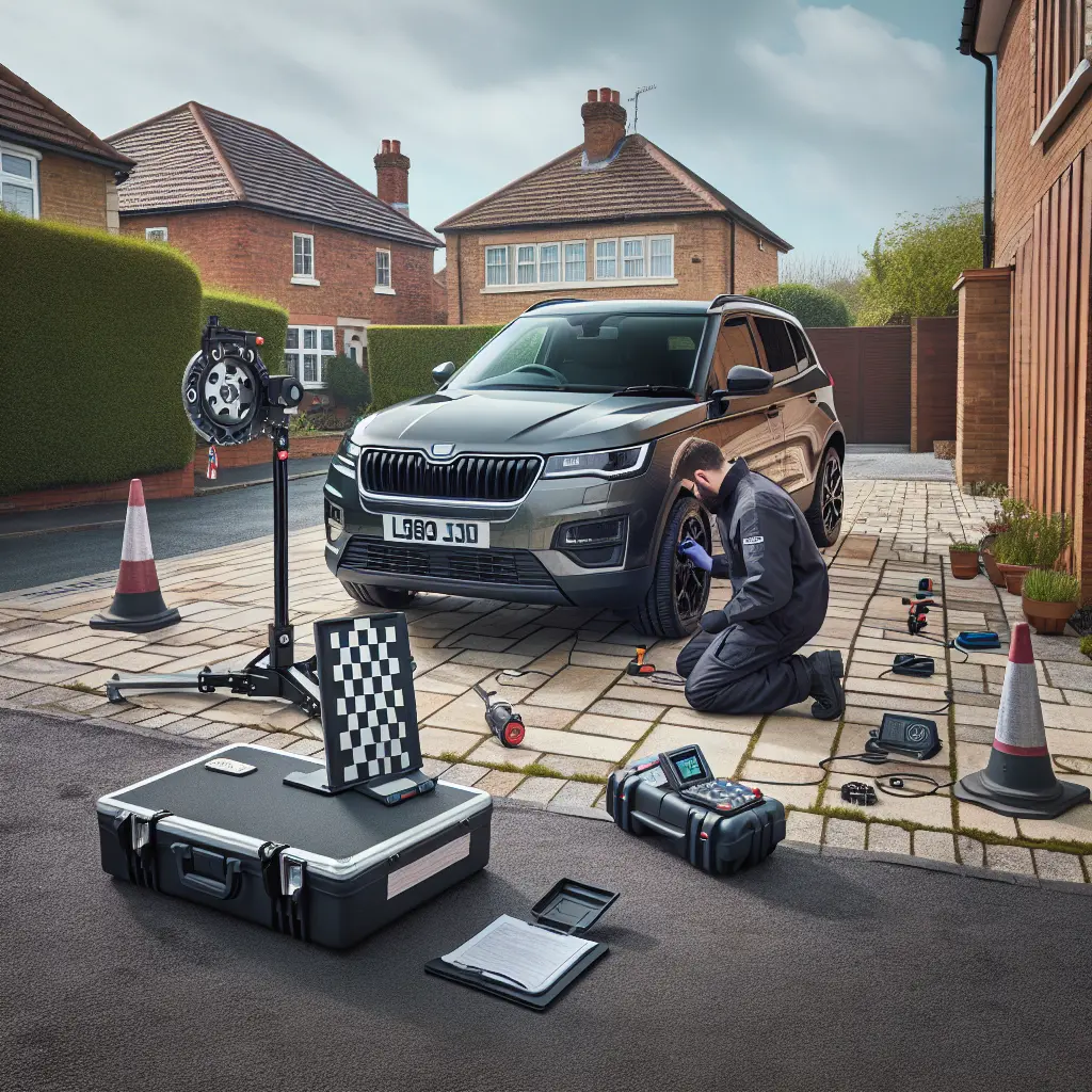 Driveway crossover mobile ADAS calibration.