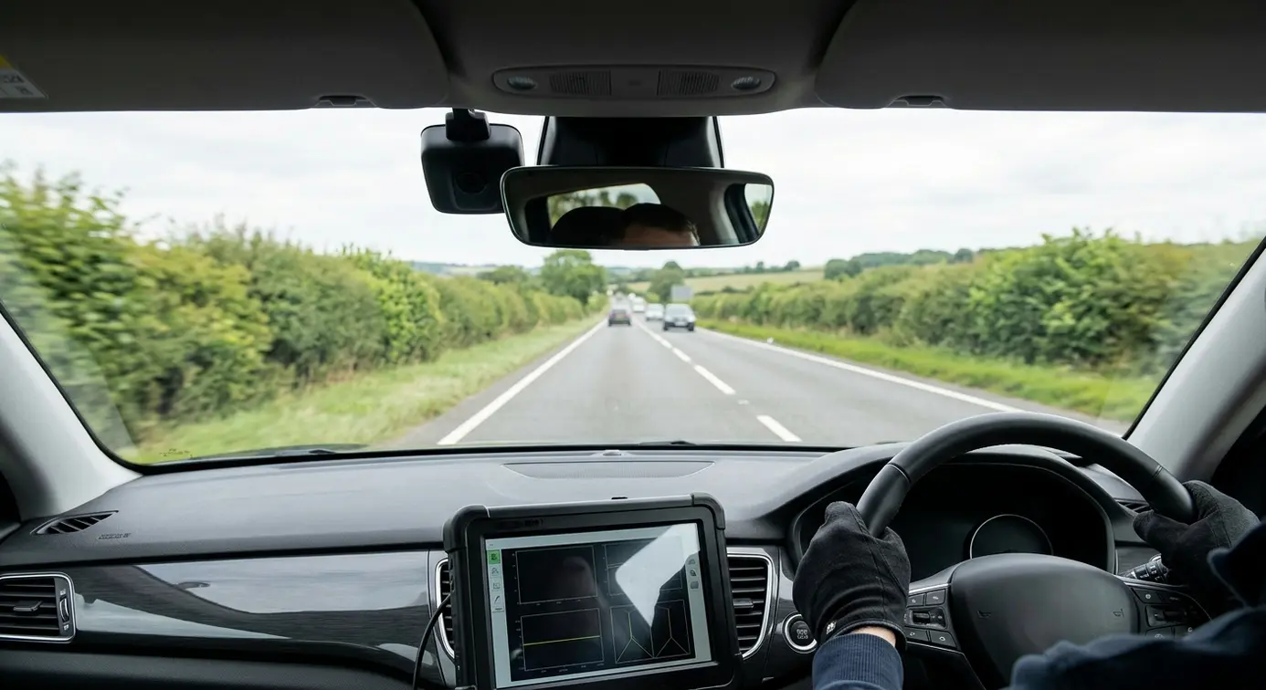 Interior view dynamic ADAS calibration.