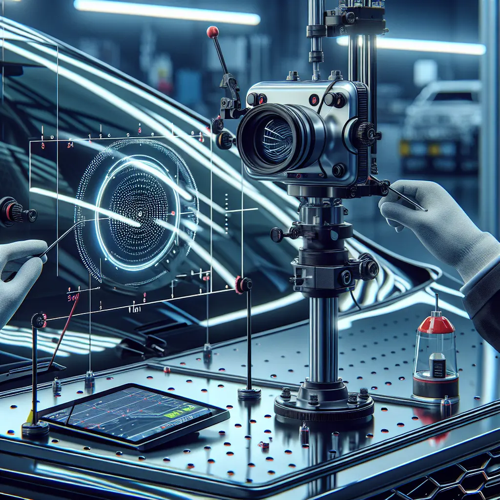 Gloved hands adjusting calibration stand.