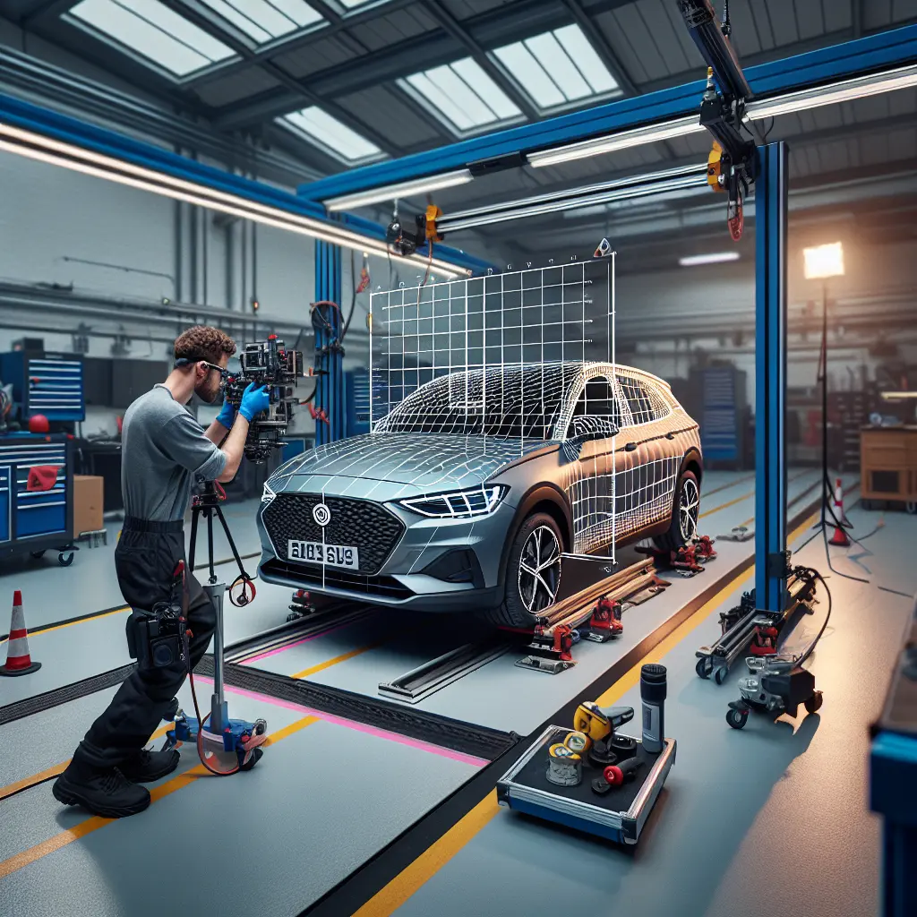 Gloved hands fine-tuning calibration rig.